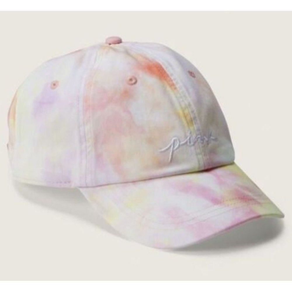 Victoria's Secret PINK White/Multi Tie Dye Baseball Hat One Size New With Tags - Picture 2 of 13